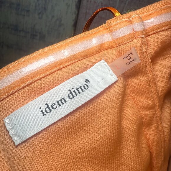 Women’s Orange Idem Ditto Strapless Fitted Midi Large Dress Back Zipper & Slit - Picture 9 of 9